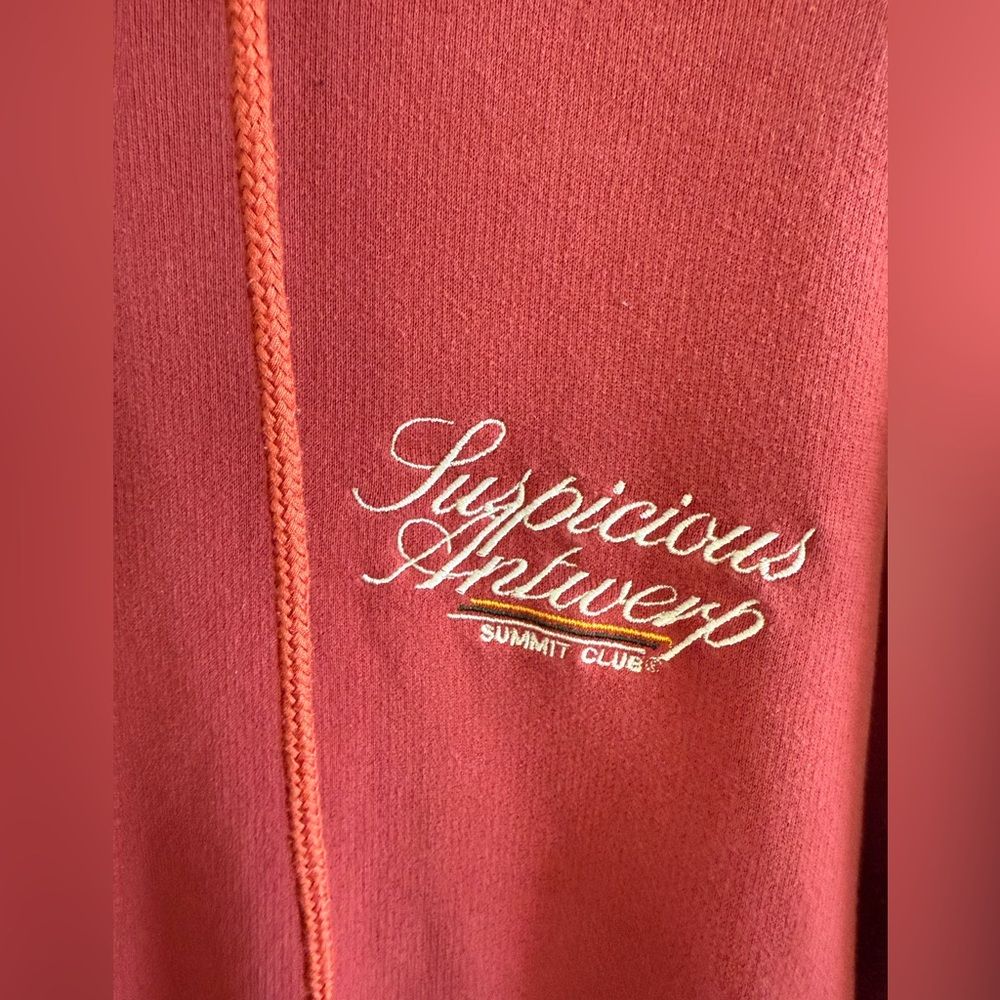 Suspicious Antwerp Summit Club Red Hoodie Sweater Embroidered Logo Streetwear, M — image 3 of 8